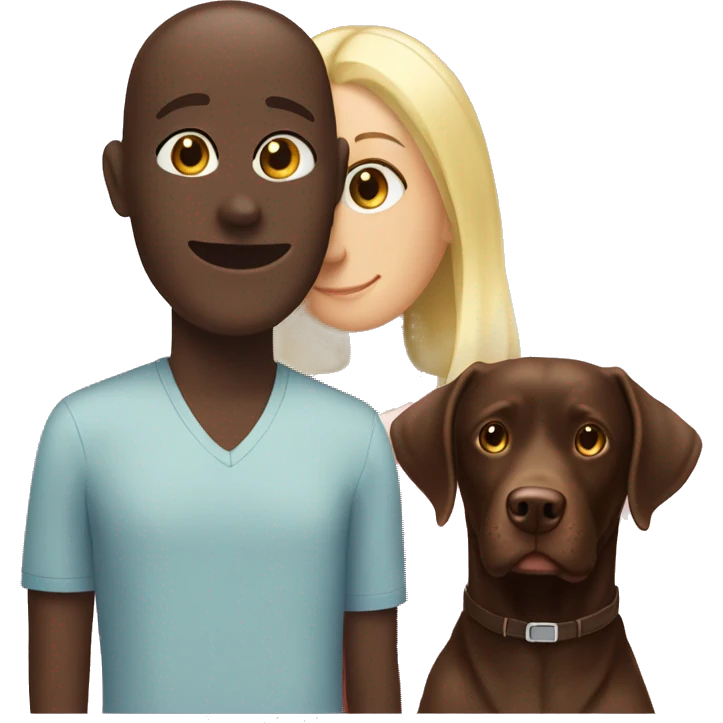 Chocolate lab hanging out with a blonde girl emoji