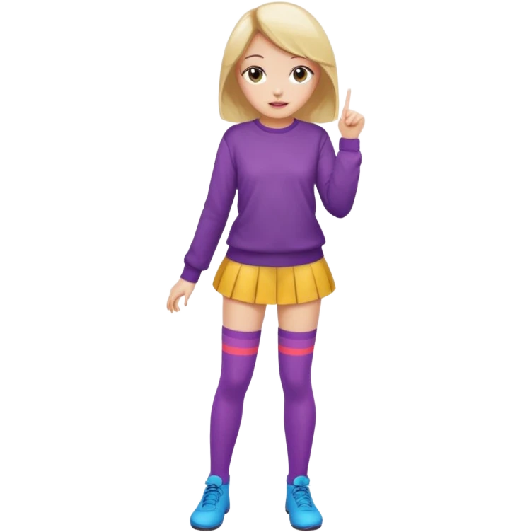 Cute girl thigh high socks sitting legs out, colorful clothes emoji