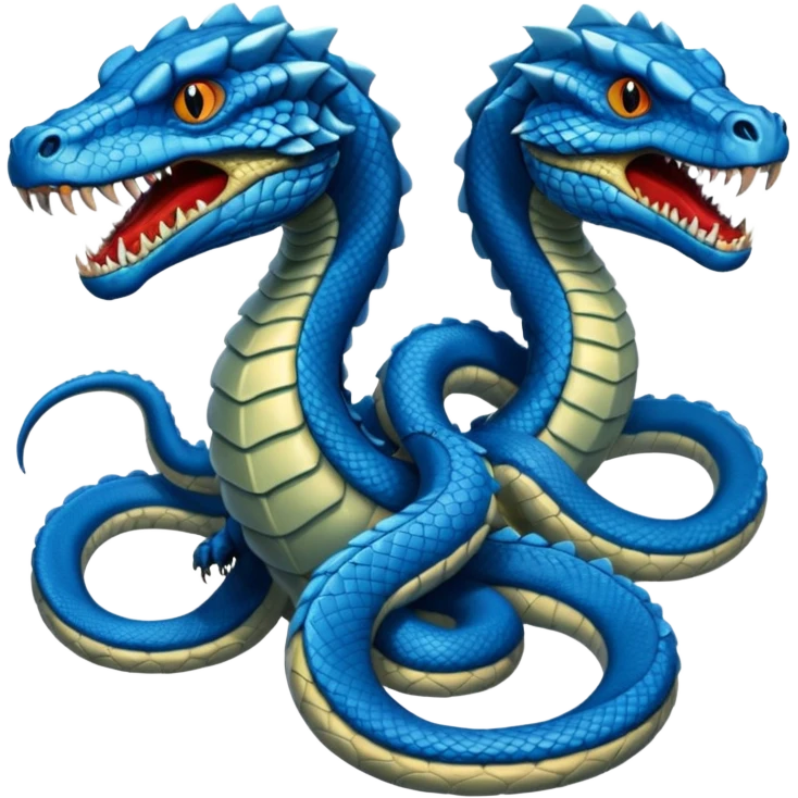 blue hydra, strong reptilian body with multiple serpent-like heads rising from its neck emoji