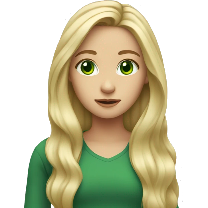 girl blond long hair green eyes emoji