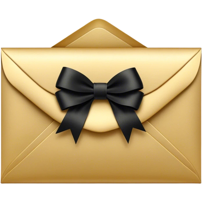 "An ornate black and gold envelope sealed with a delicate black ribbon bow and a small golden embellishment, evoking a sense of mystery and luxury." emoji