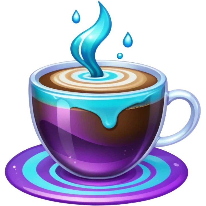 glitter cian and purple coffee
 emoji