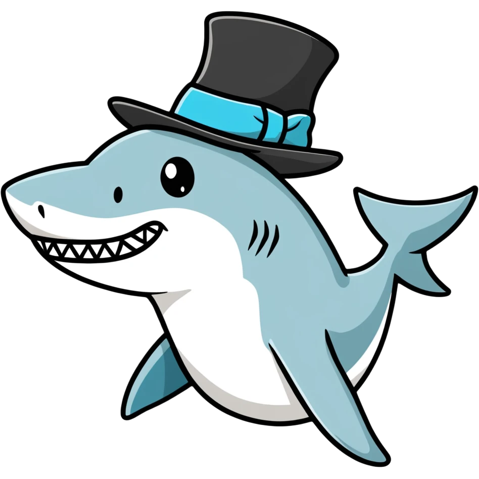 Shark with a top hat emoji