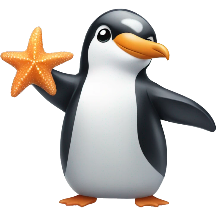 Penguin holding a starfish emoji