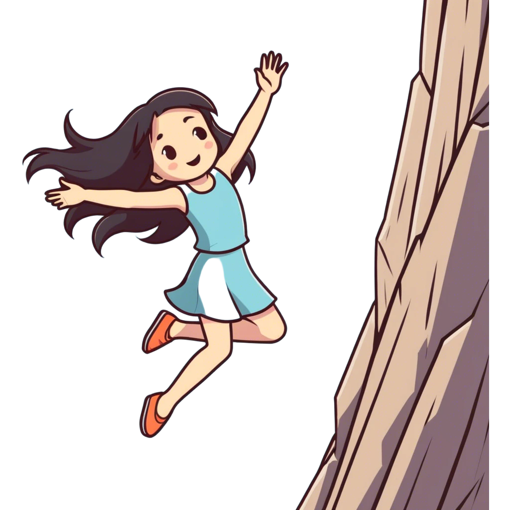 Girl falling off cliff emoji
