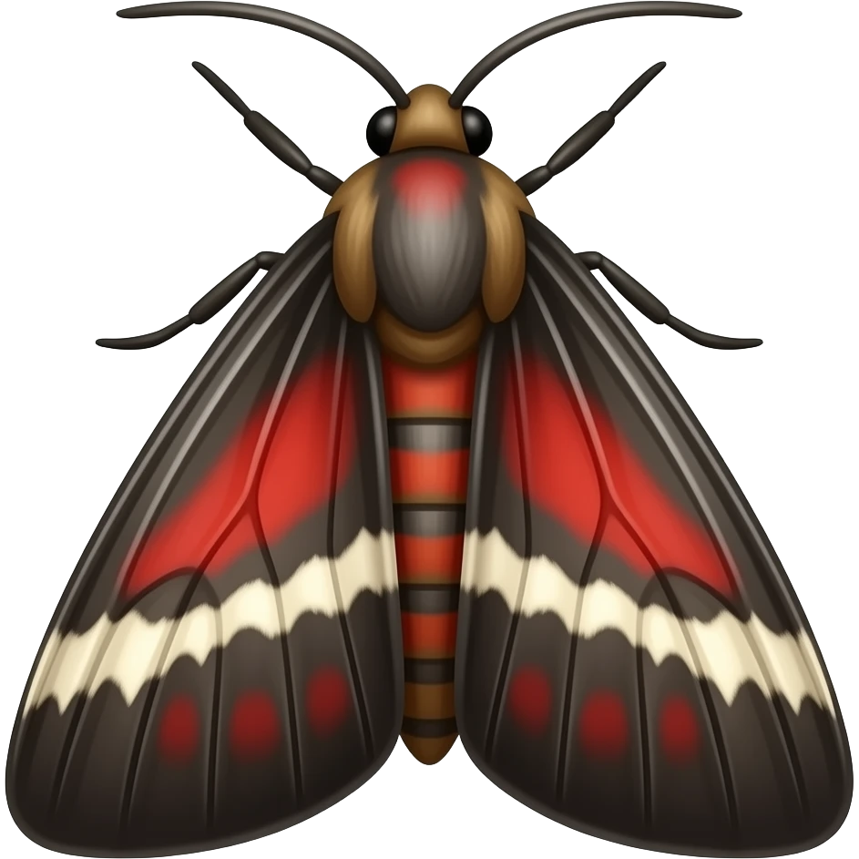 Red and black moth top view emoji