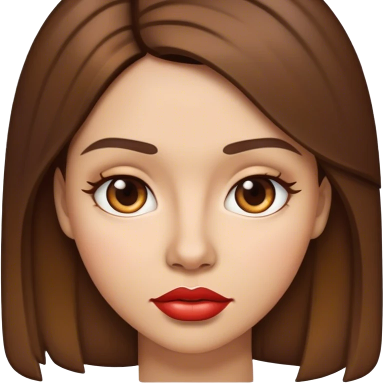 IOS emoji woman, light skin, medium-length brown hair, brown eyes, big lips, in IOS emoji woman, light skin, medium-length brown hair, brown eyes, big lips, in IOS emoji style emoji