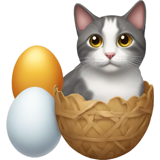 cat and eggs emoji