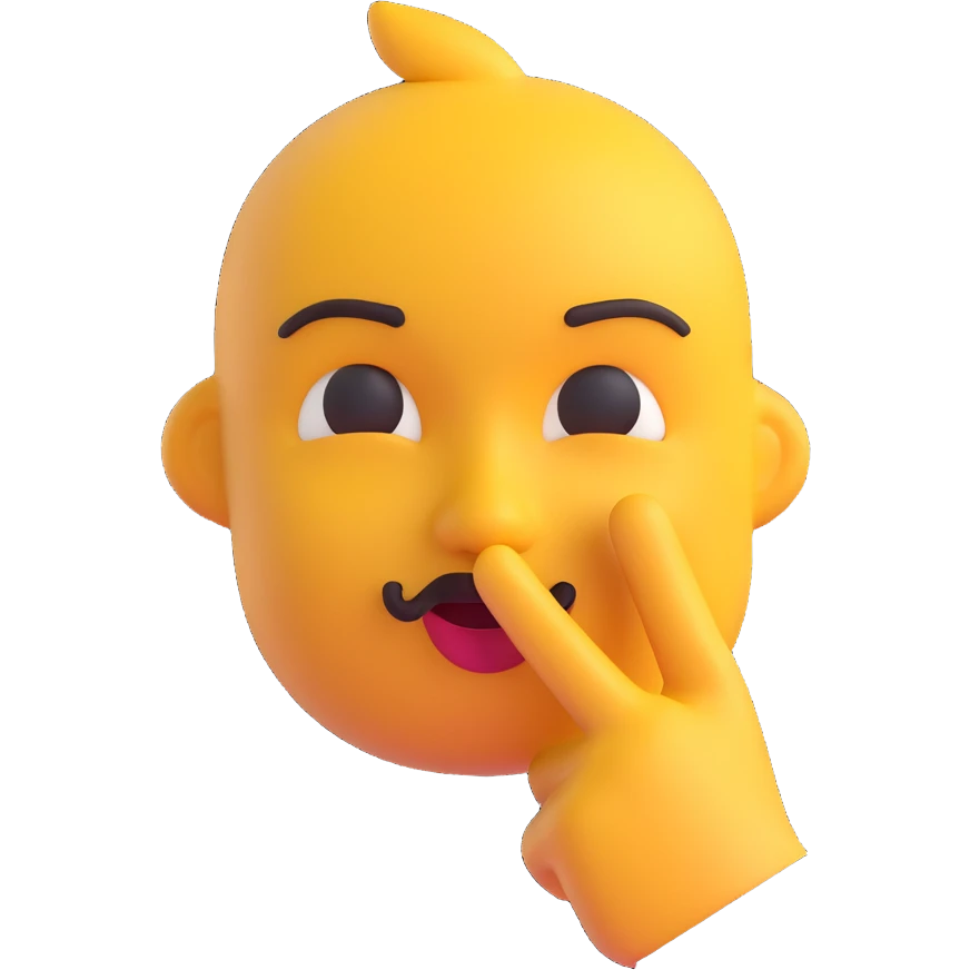 3D emoji of a face with finger over lips, making a 'shh' gesture emoji