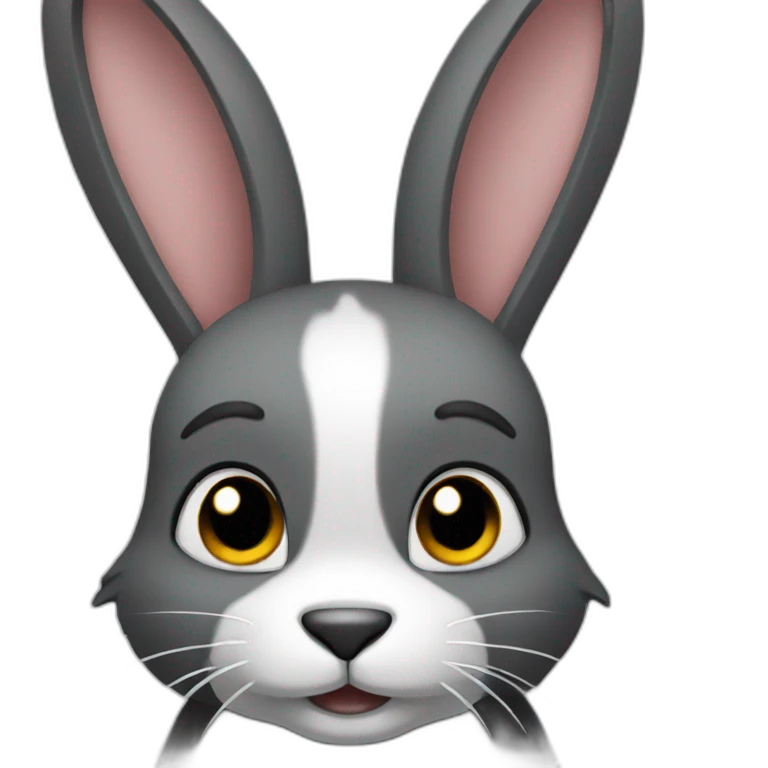 a black and grey rabbit emoji