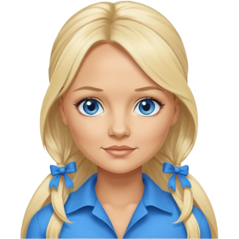 Emma Bunton with blue eyes, blonde long ponytail hair emoji