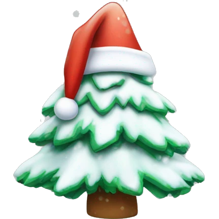 christmas tree with snow and a santa hat emoji