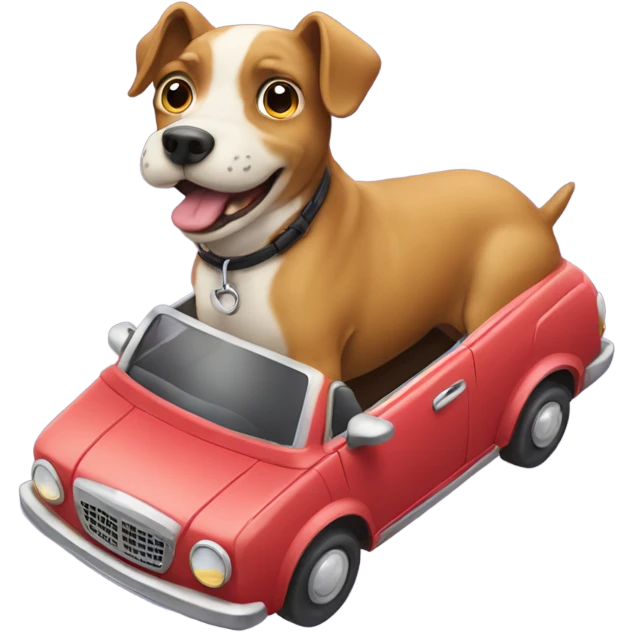 dog riding a car emoji