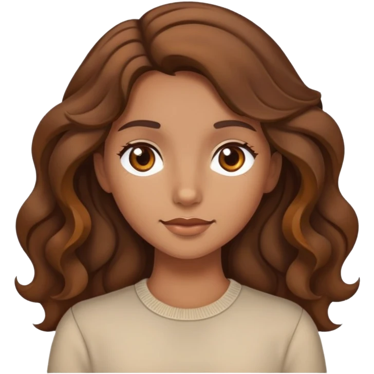 A tan girl with brown wavy hair  emoji