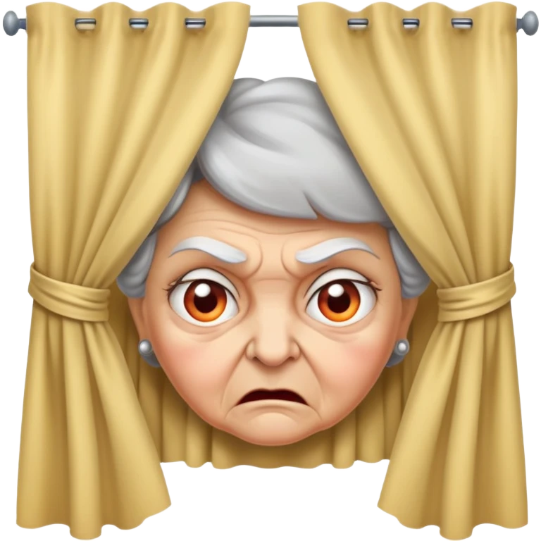 Angry grandmother neighbour peeking through curtains emoji