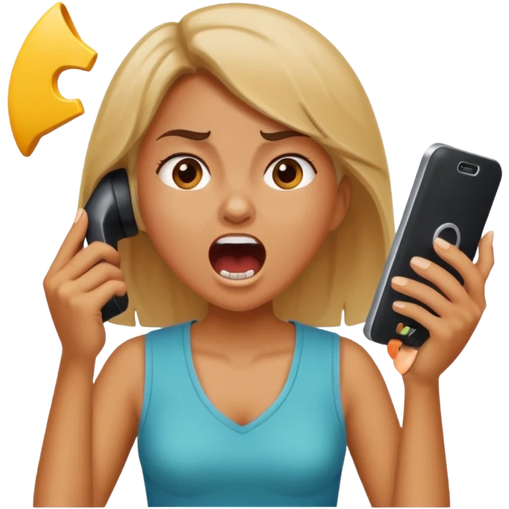 Girl yelling at phone  emoji