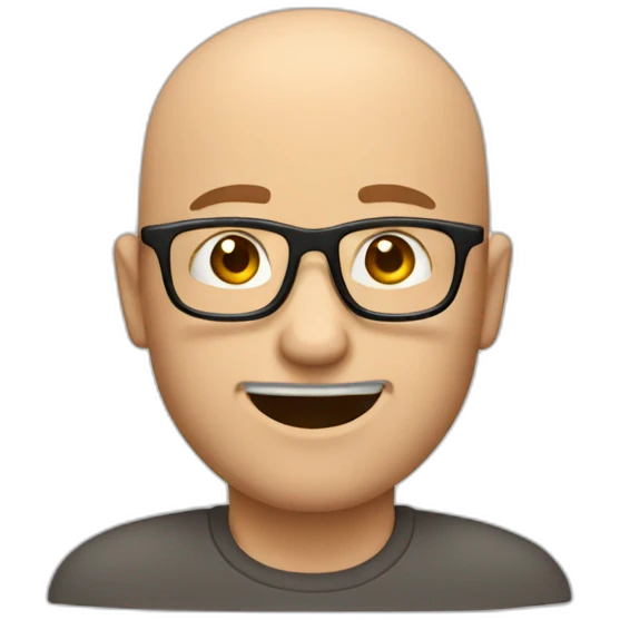 bald white man with glasses with a brown goatee winking emoji