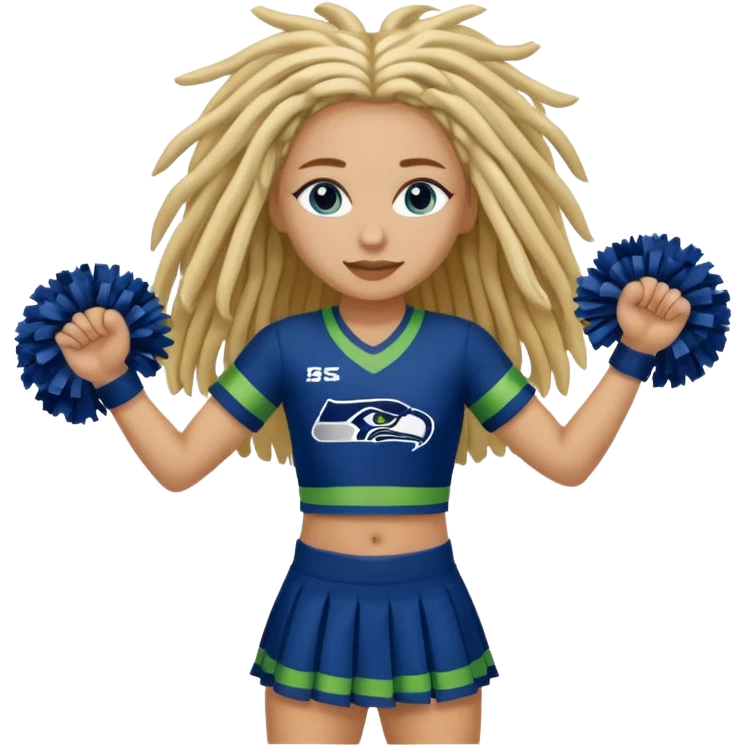 Blonde dreadlocks , blue eyes , cheerleader , full body , Seattle Seahawks emoji