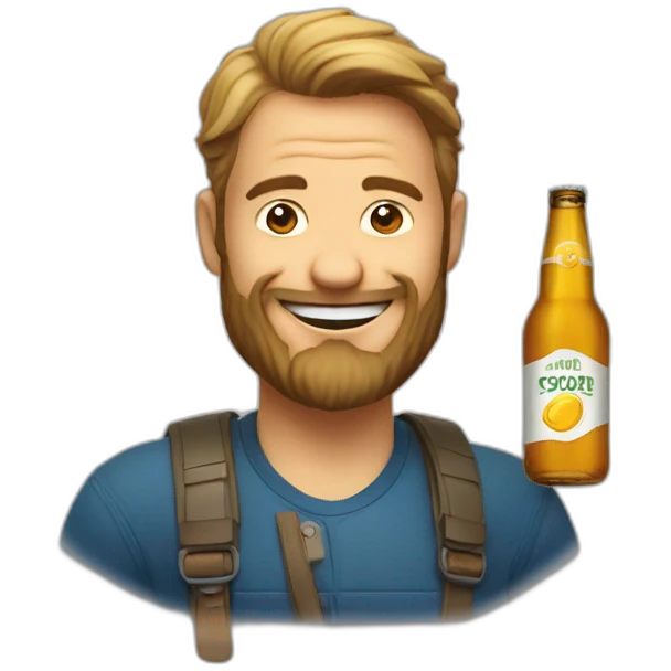 Maxron avec une bière emoji