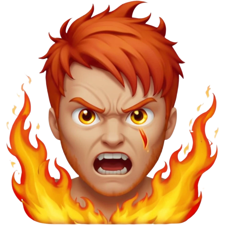 burning angry bodybuilder red haired man emoji