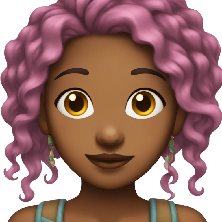 Brown girl with colorful hair and nose piercings emoji