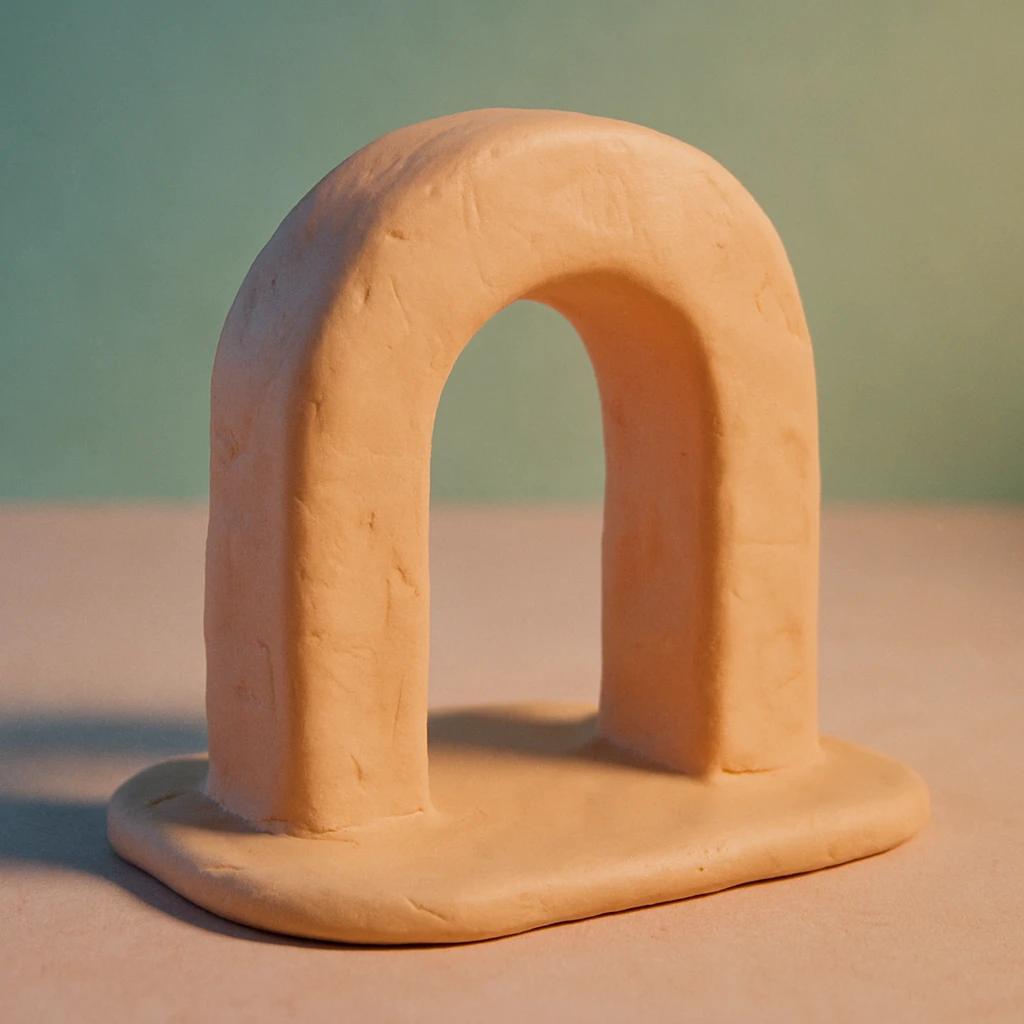 an arch, 3D claymation style, soft pastel colors, visible fingerprints, rounded edges, subtle shadows emoji