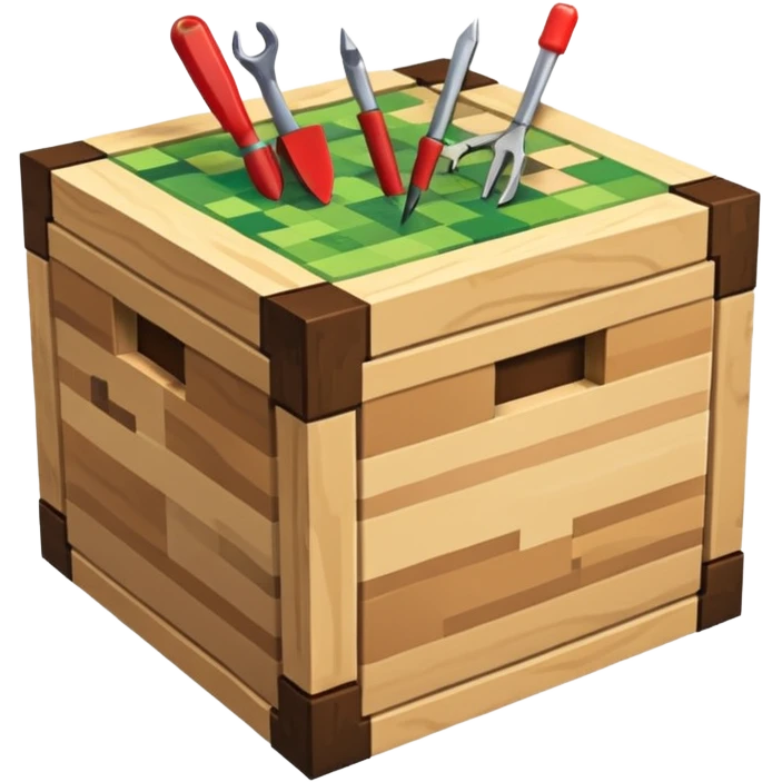crafting table with tools like a minecraft style cube crafting table 100% like a minecraft table crafting emoji