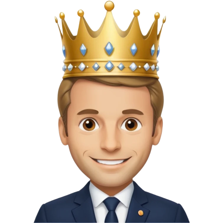 Manuel Macron avec une coronne emoji