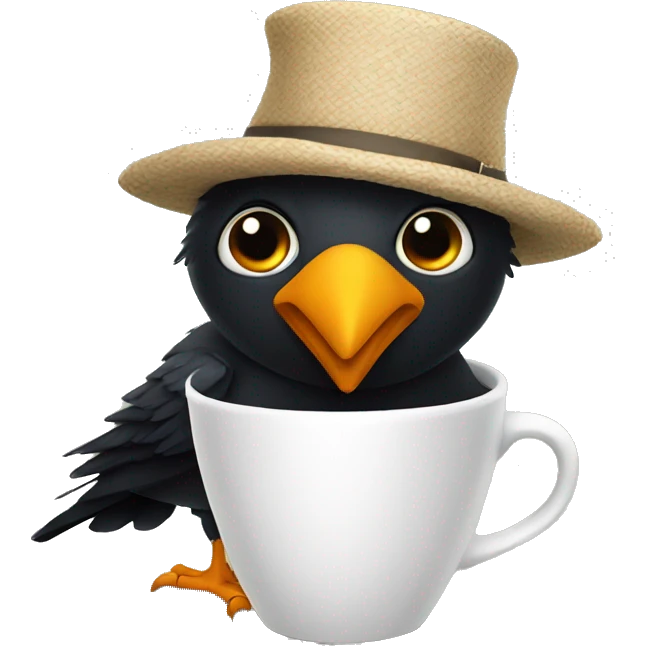 crow whit cup hat emoji