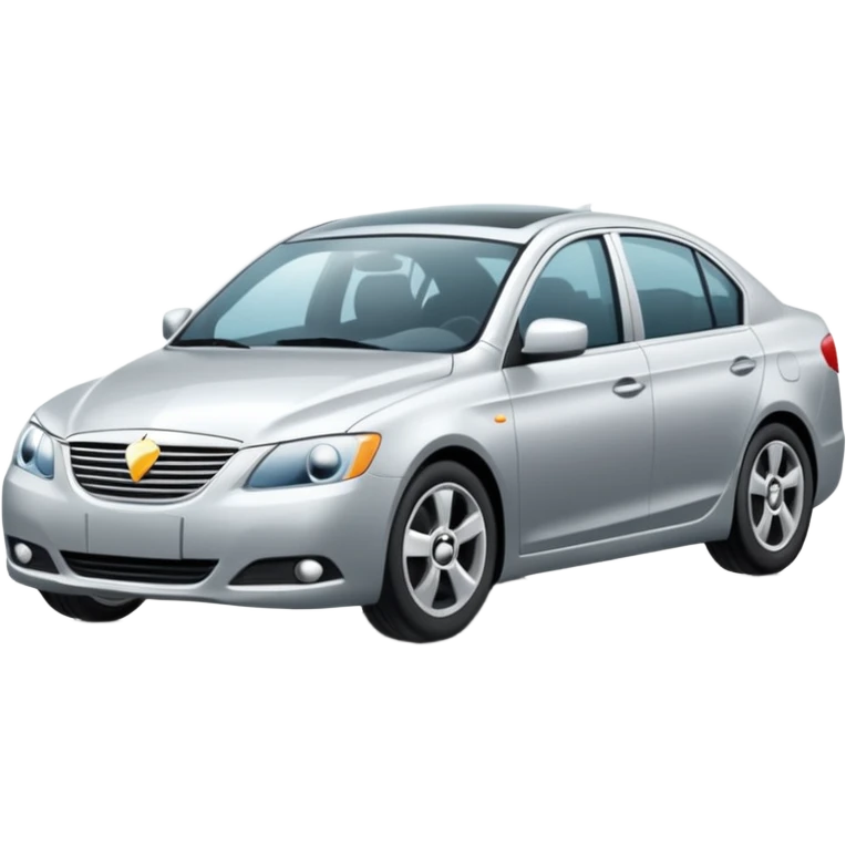 Create a realistic modern sedan on a road with reflections & shadows. emoji