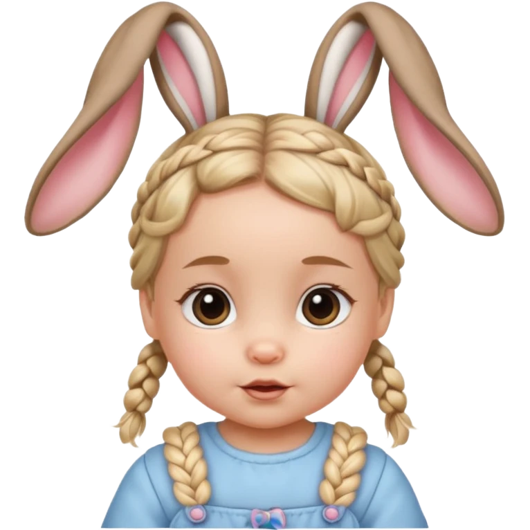 bunny ear accessory wearing baby braided hair emoji