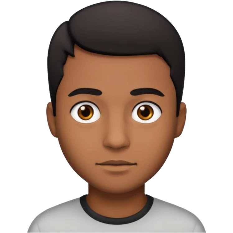 Brown skin man with short black hair and black eyes emoji