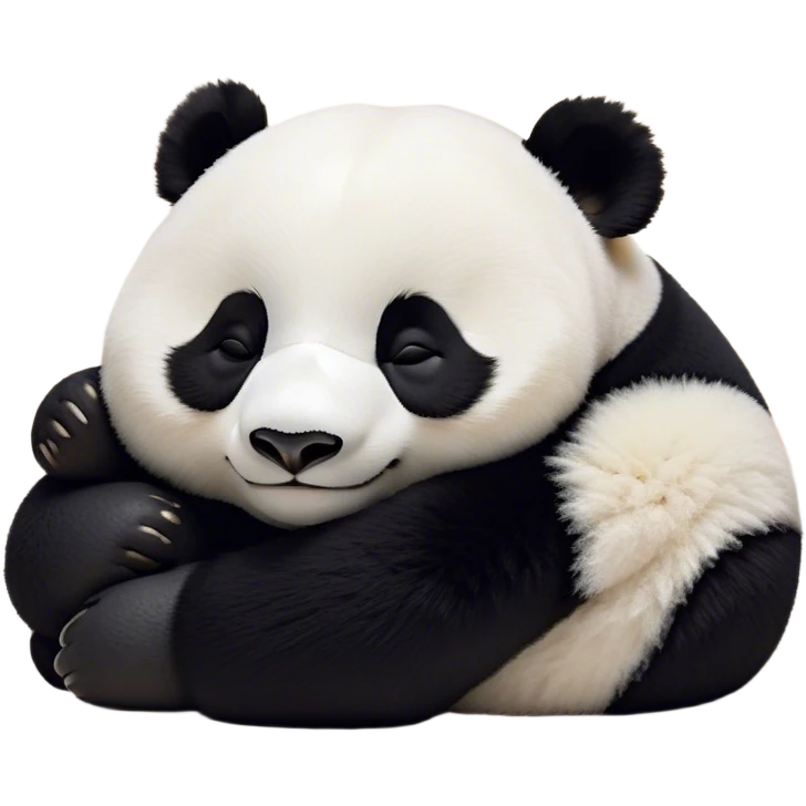 Meme-Worthy Cute Sleeping Panda Portrait Emoji, Head resting peacefully with a contented smile, showcasing a delightfully robust build and a luxuriously soft black and white Fur, eyes shut in a serene, restful nap, Simplified yet hilariously adorable features, highly detailed, glowing with a soft, drowsy light, high shine, relaxed and utterly lovable, stylized with an air of playful laziness, bright and heartwarming, soft glowing outline, capturing the essence of a comically sleepy panda, so meme-worthy it feels like it could instantly become the next viral sensation of adorable slumber! emoji
