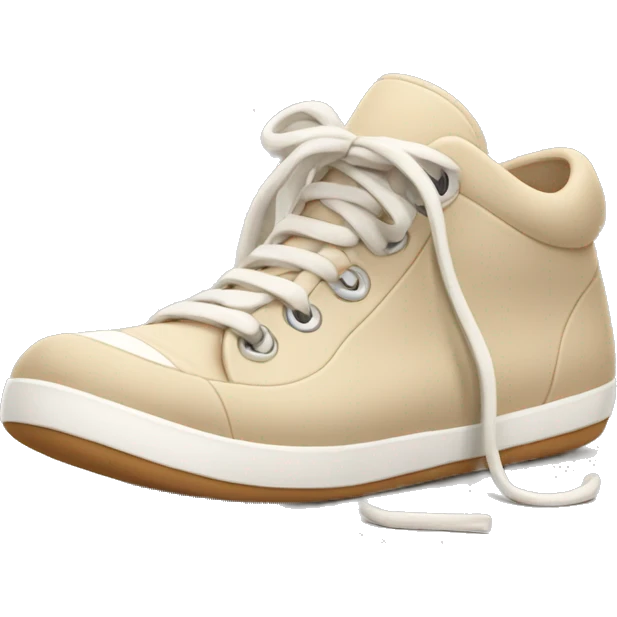 cozy beige sneakers with untied laces emoji