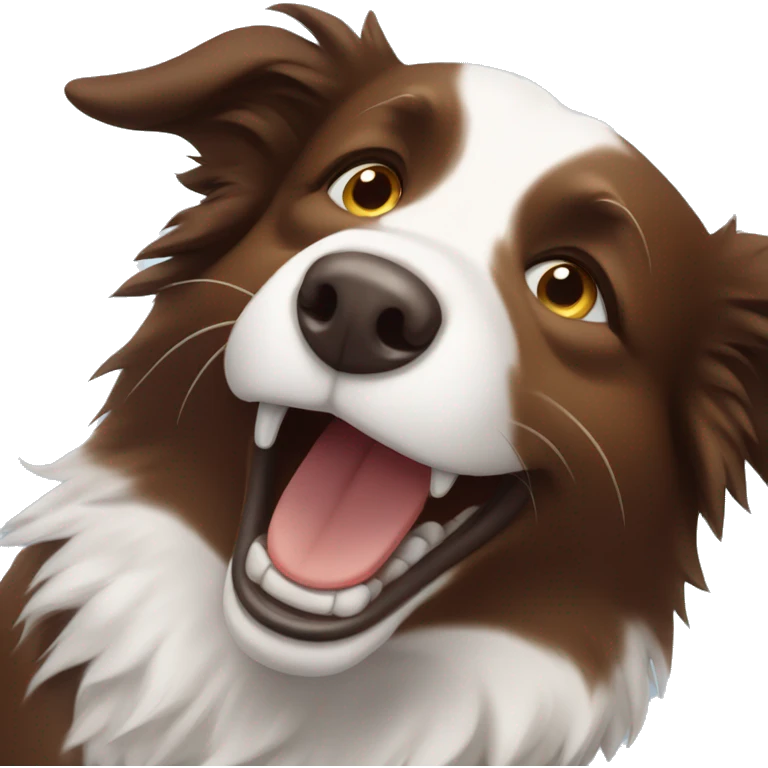 Brown border collie laughing with tears emoji