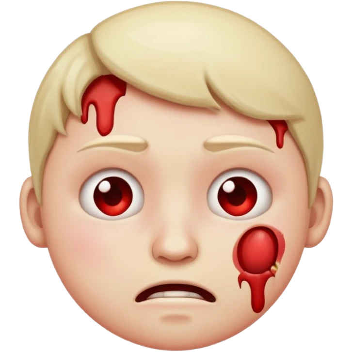 face emoji with abrasions and redness, painful expression emoji
