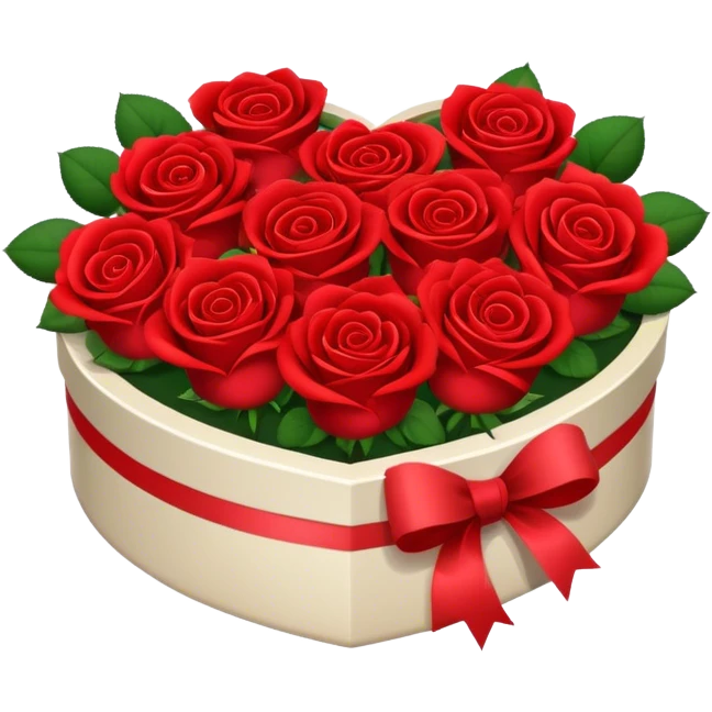 Red Roses in a heart shaped box  emoji