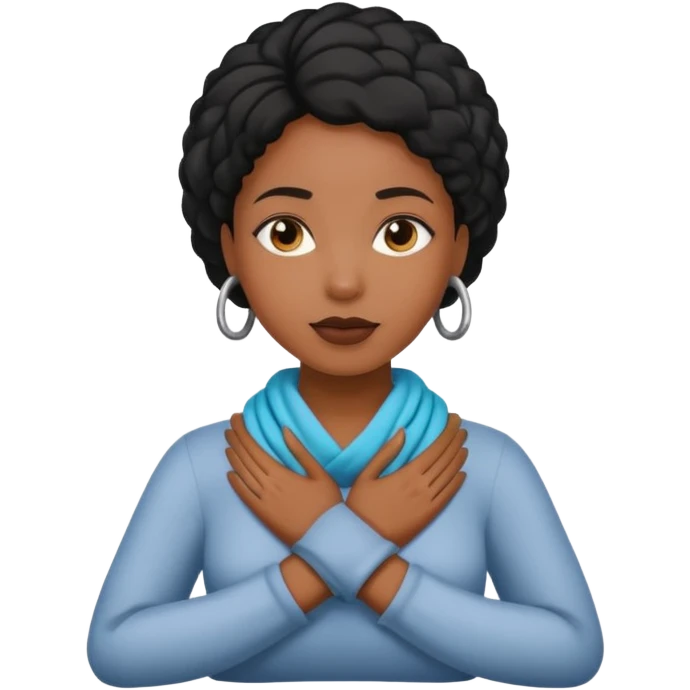 Make a emoji with a women putting her hands around her neck crisscrossed and make her black  emoji