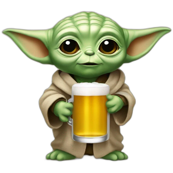 Bébé Yoda qui boit une bière emoji