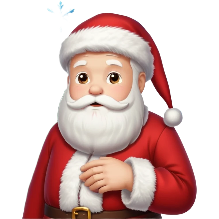 Santa Claus and a Christmas tree, with snowflakes in the background emoji