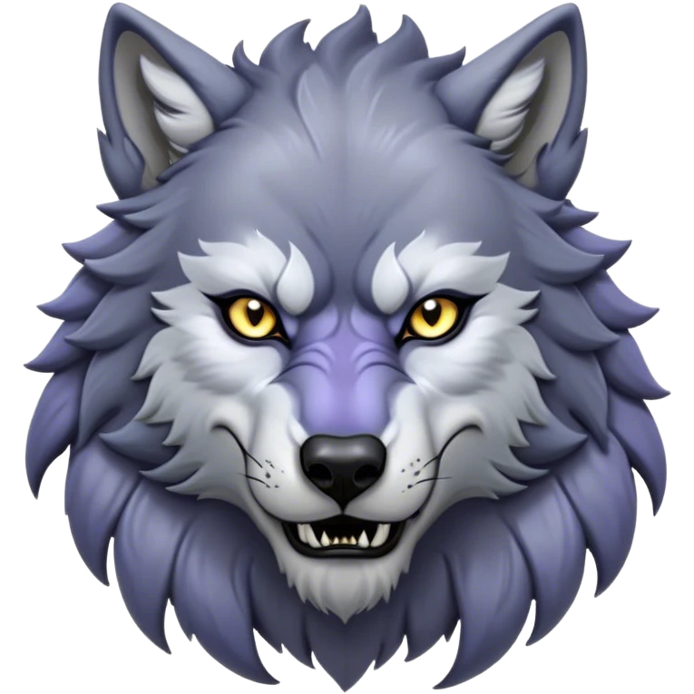 Cinematic Noble Werewolf Portrait Emoji, Formidable and majestic, with a powerful lupine silhouette in moonlit grays and silvers, featuring piercing, wise eyes and a dignified snarl that hints at untamed strength, simplified yet intricately detailed, glowing with a soft, lunar outline that encapsulates the noble duality of feral instinct and loyal guardianship! emoji