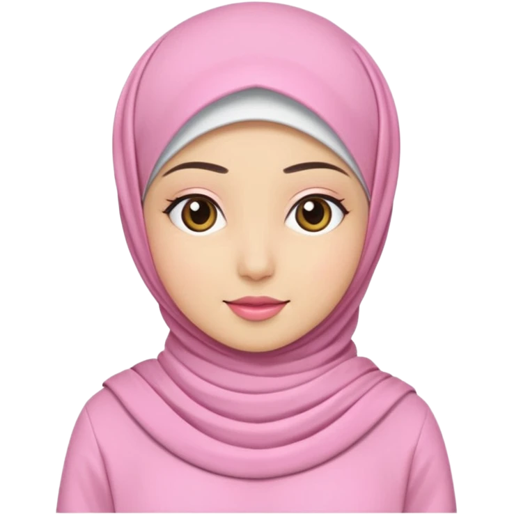 wanita hijab pink baju putih emoji