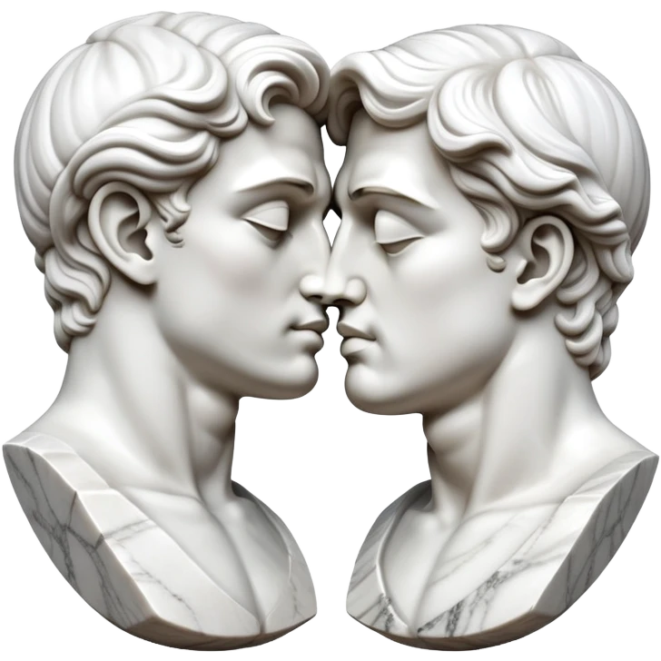 Gay statues kissing greek white david emoji