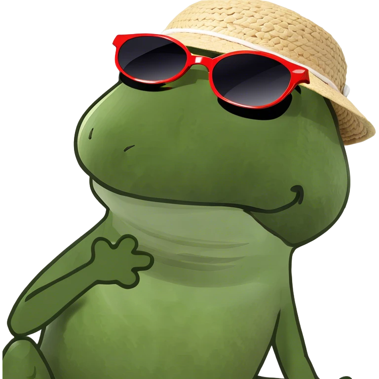 Turtle with sunglasses sun bathing  emoji