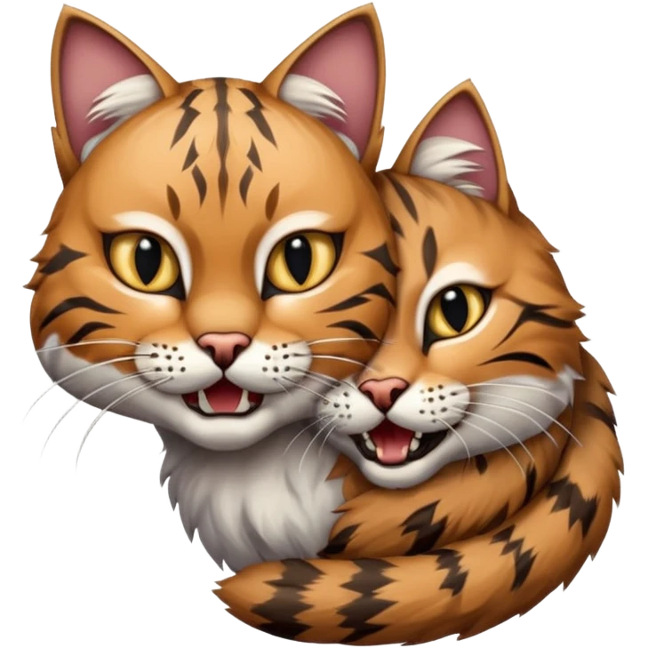 a cat biting the bobcats neck  emoji