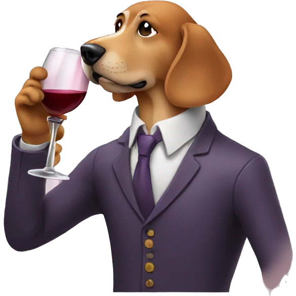 Dog-man hybrid sipping wine emoji