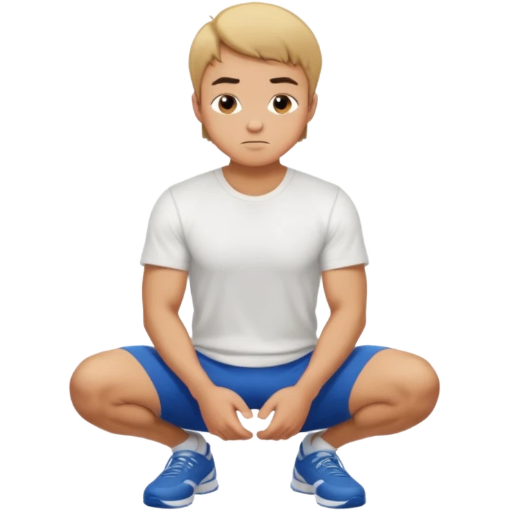 A regular man squatting with his hands on his knees emoji