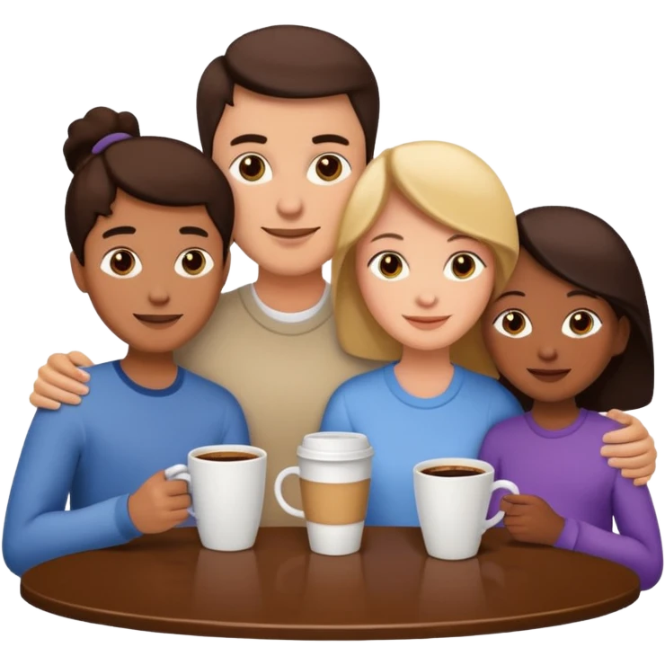 family of four enjoying coffee together emoji