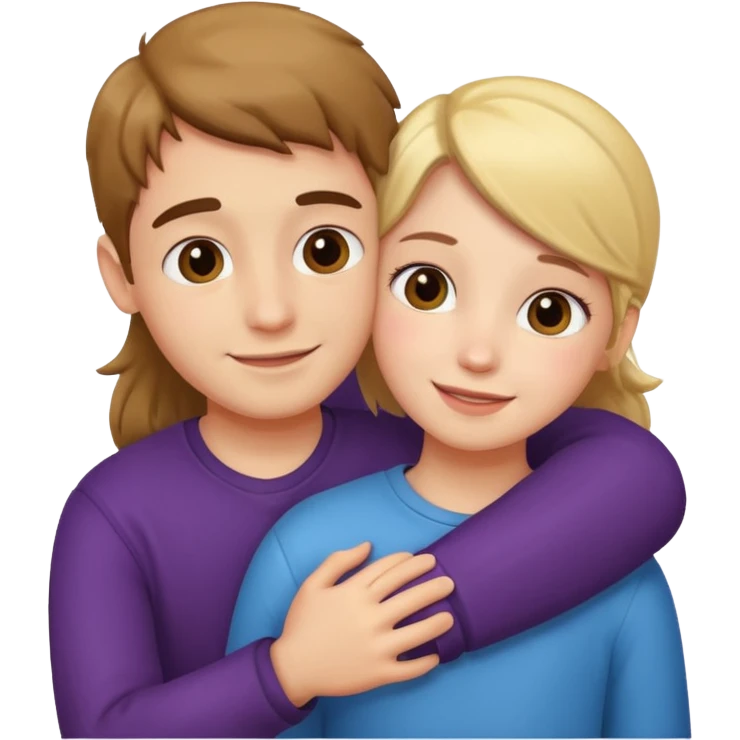 Girl and boy cute hug emoji