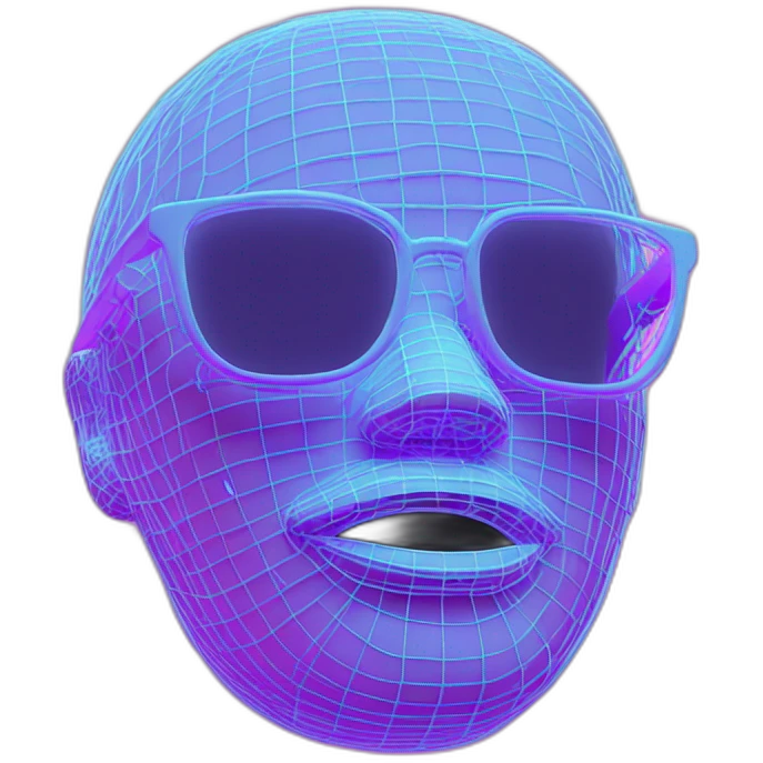 vaporwave 3d wireframe emoji